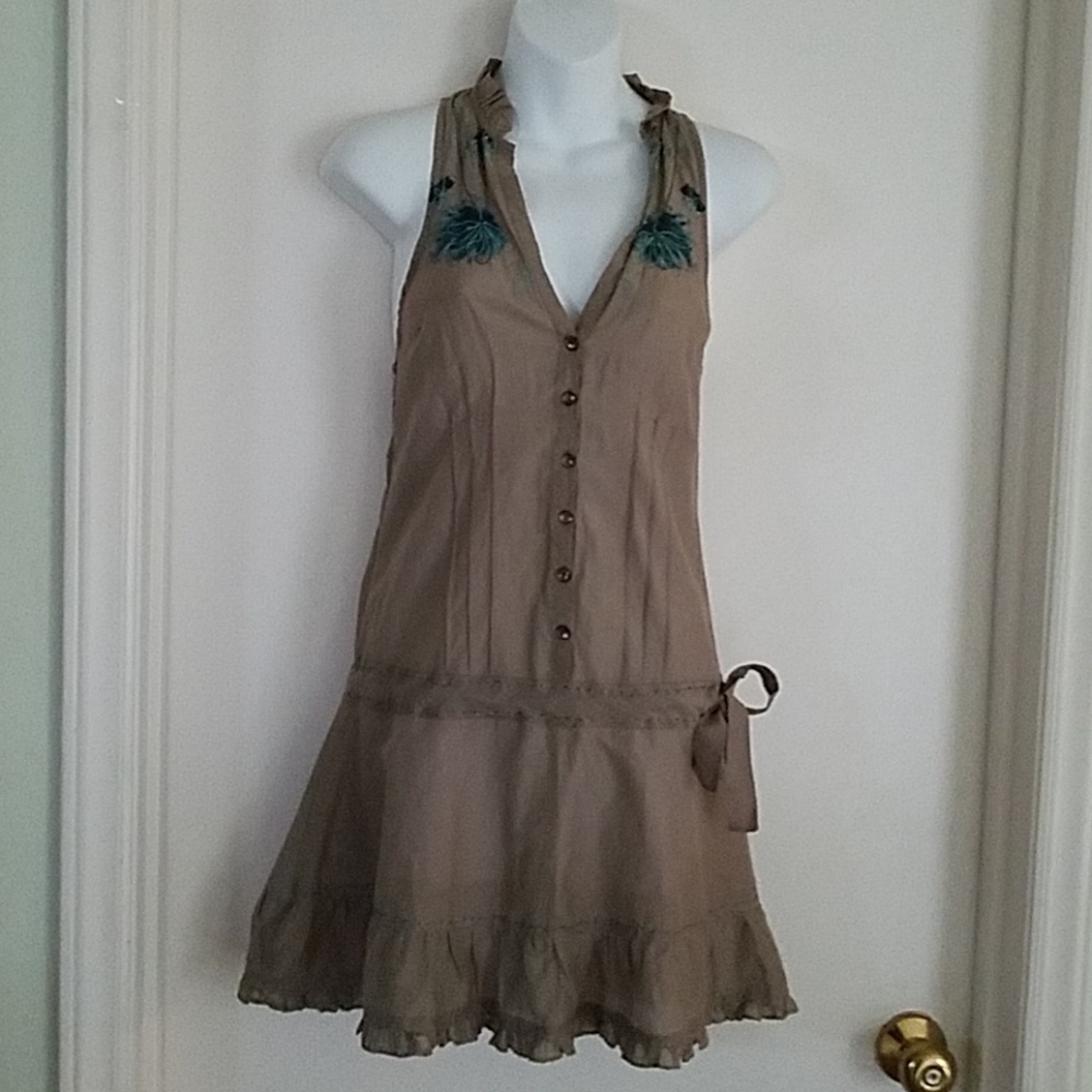 Free People Khaki Gray Halter Dress Size 0